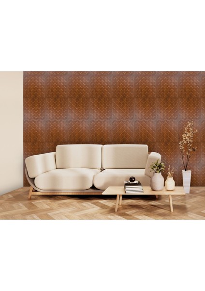 3 Boyutlu Duvar Paneli Kabartmalı Retro Desen Pvc 41X41 Cm/ 6 Adet /1 M² Altın Meşe