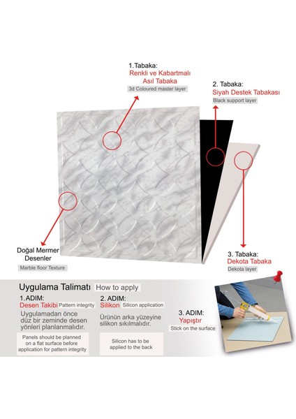 3 Boyutlu Duvar Paneli Kabartmalı Retro Desen Pvc 41X41 Cm/ 6 Adet /1 M² Mermer modelleri