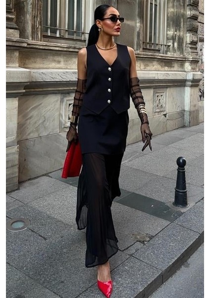 Ipeksi Yelek ve Pilise Etekli Premium Takım 10096