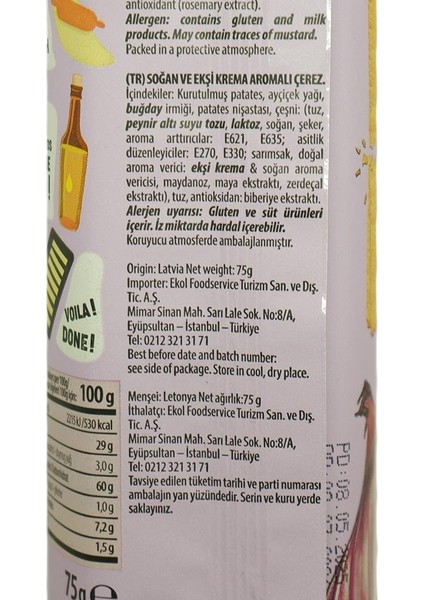 Ekşi Kremalı ve Soğanlı Cips 75 gr modelleri