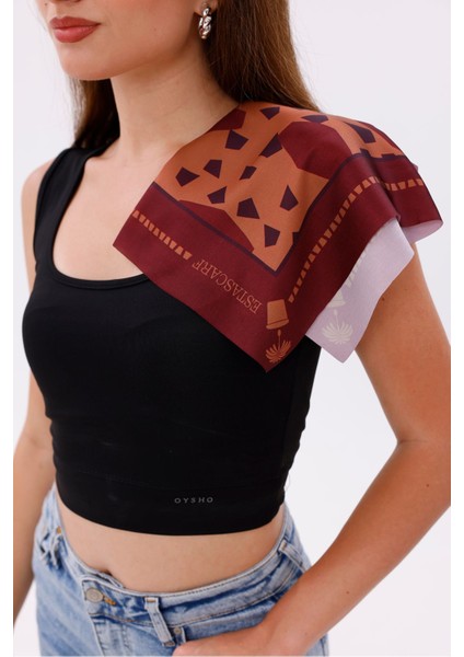 Koyu Bordo Terrazzo - Madrid Model Fular Estascarf