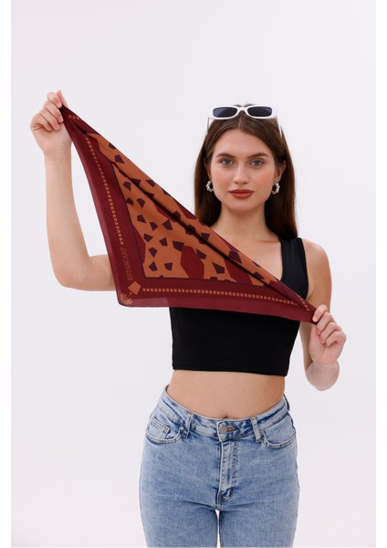 Koyu Bordo Terrazzo - Madrid Model Fular Estascarf