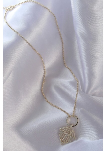 Pirinç Zirkon Taşlı Gold Renk Oval Detaylı Serenay Kolyesi fiyatları