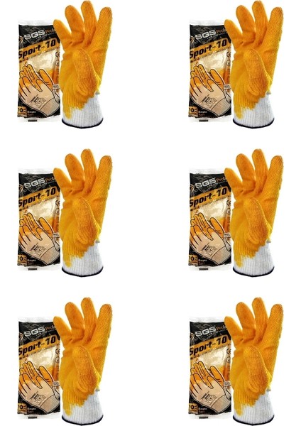 Sport-10 Eldiven, 6 Adet, Latex Kaplı, 10XL, Beyaz-Sarı fiyatları