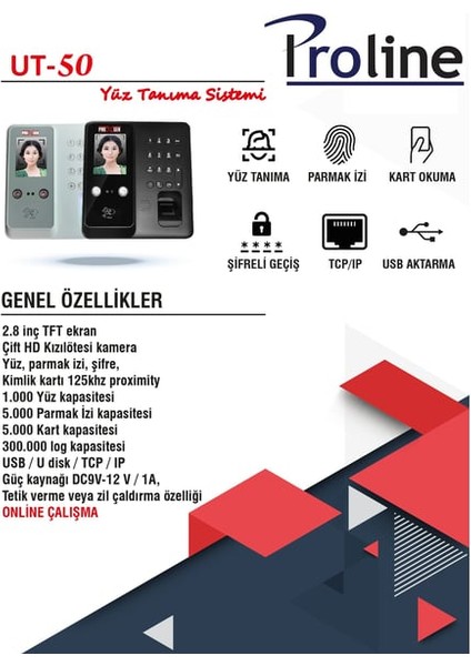 Pro Line UT-50S Yüz Tanıma Terminal fiyatları