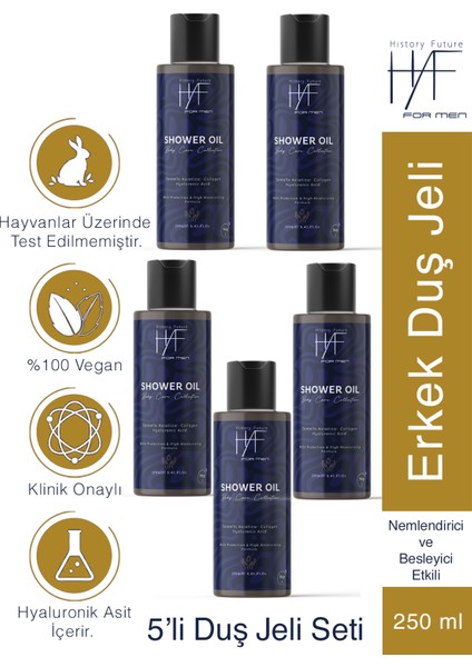 Erkeklere Özel Nemlendirici Etkili Duş Jeli Seti 250 ml x 5