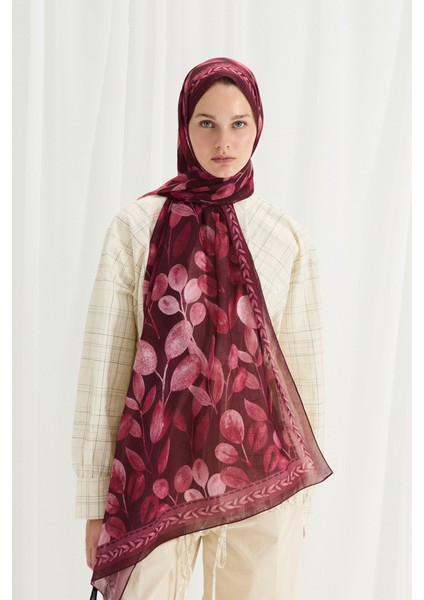 Camellia Ipek Krep Şal - Bordo