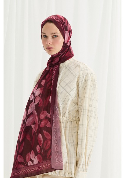 Camellia Ipek Krep Şal - Bordo fiyatları