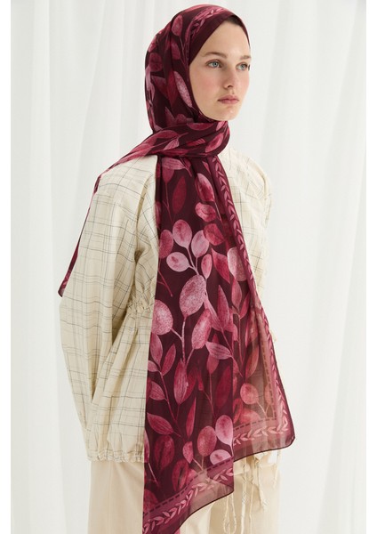 Camellia Ipek Krep Şal - Bordo modelleri