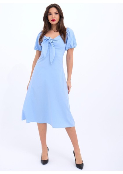 Ipeksi 5948 Elbise-Mavi