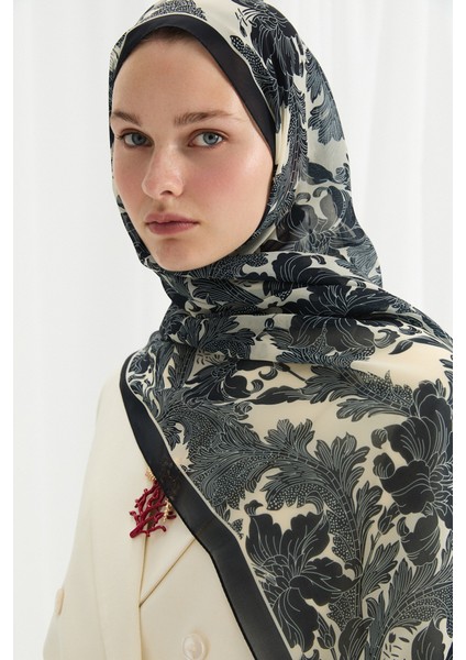 Viena Ipek Krep Şal - Siyah - Krem fırsatları