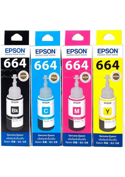 664 Mürekkep Seti (Siyah/ Kırmızı/ Mavi/ Sarı) fiyatları