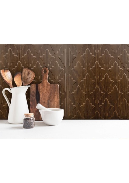 3 Boyutlu Duvar Paneli Kabartmalı Salon Desen Pvc 41X41 Cm/ 6 Adet /1 M² Teak fırsatları