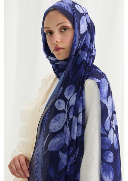Camellia Ipek Krep Şal - Lacivert fırsatları