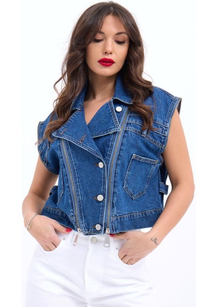 Ipeksi 6765 Kot Yelek-Mavi indirimleri