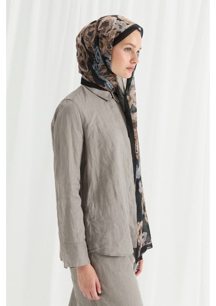 Valeria Ipek Krep Şal - Siyah-Bej modelleri