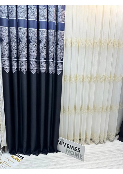 Nivemeshome Milas Siyah 671539 1/3 Sık Pileli Fon Perde Apm