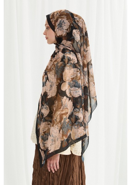 Aura Ipek Krep Şal - Siyah-Bej modelleri