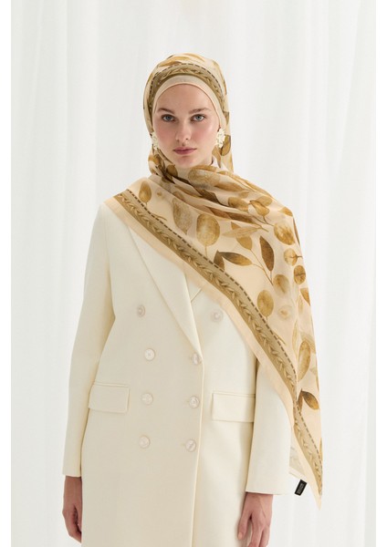 Camellia Ipek Krep Şal - Tereyağ Sarısı