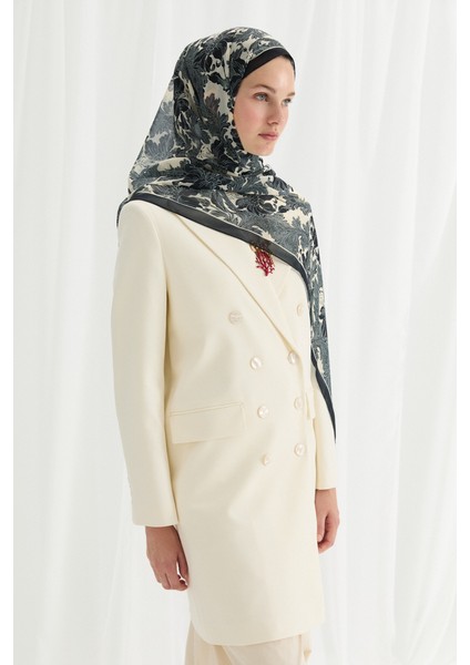 Viena Ipek Krep Şal - Lacivert Beyaz fiyatları