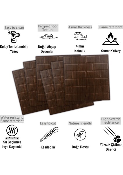 3 Boyutlu Duvar Paneli Kabartmalı Metro Desen Pvc 41X41 Cm/ 6 Adet /1 M² Teak fiyatları