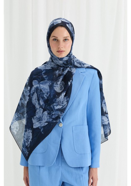 Aura Ipek Krep Şal - Lacivert
