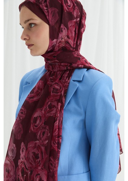Valeria Ipek Krep Şal - Bordo fırsatları