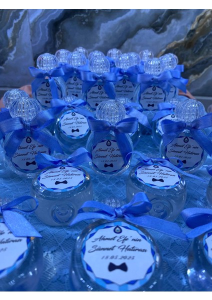 Hediyelik Pvc Şişe Kolonya Kişiye Özel Etiketli Sünnet Doğum Mevlüt Hediyeliği 10ADET