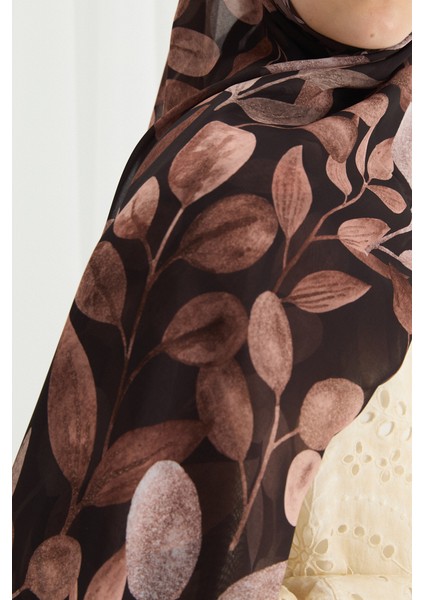 Camellia Ipek Krep Şal - Kahve fırsatları