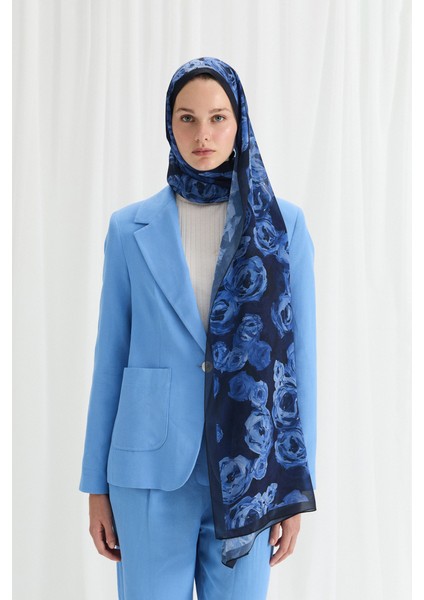 Valeria Ipek Krep Şal - Lacivert