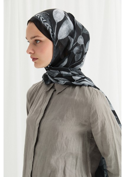 Camellia Ipek Krep Şal - Siyah fırsatları
