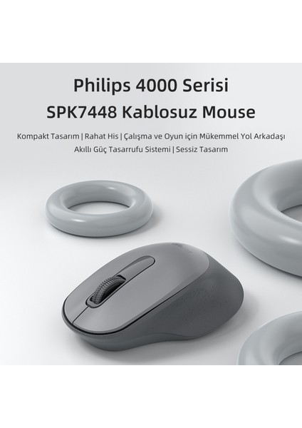 SPK7448 Kablosuz 1600DPI 3 Tuşlu Optik Mouse Gri