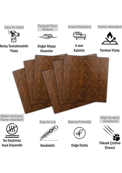 3 Boyutlu Duvar Paneli Kabartmalı Salon Desen Pvc 41X41 Cm/ 6 Adet /1 M² Altın Meşe fiyatları