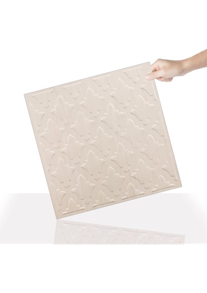 3 Boyutlu Duvar Paneli Kabartmalı Salon Desen Pvc 41X41 Cm/ 6 Adet /1 M² Beyaz Huş