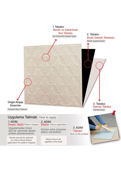 3 Boyutlu Duvar Paneli Kabartmalı Salon Desen Pvc 41X41 Cm/ 6 Adet /1 M² Beyaz Huş modelleri