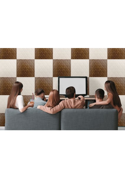 3 Boyutlu Duvar Paneli Kabartmalı Salon Desen Pvc 41X41 Cm/ 6 Adet /1 M² Beyaz Huş