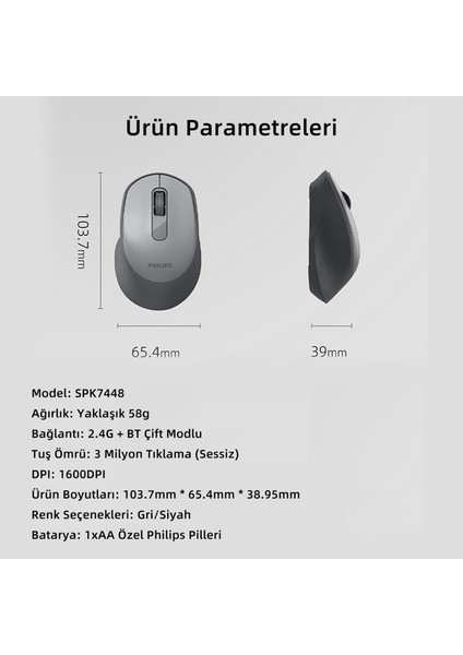 SPK7448 Kablosuz 1600DPI 3 Tuşlu Optik Mouse Siyah fırsatları