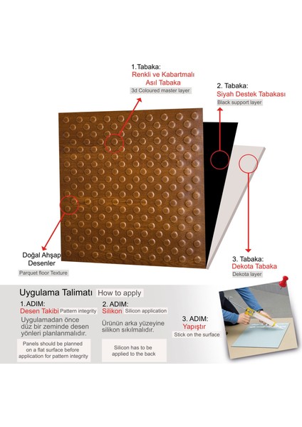3 Boyutlu Duvar Paneli Kabartmalı Puantiye Desen Pvc 41X41 Cm/ 6 Adet /1 M² Altın Meşe modelleri