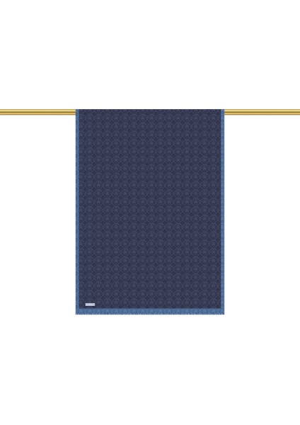 Koyu Lacivert Monogram Desen Ipek Pamuk Şal modelleri