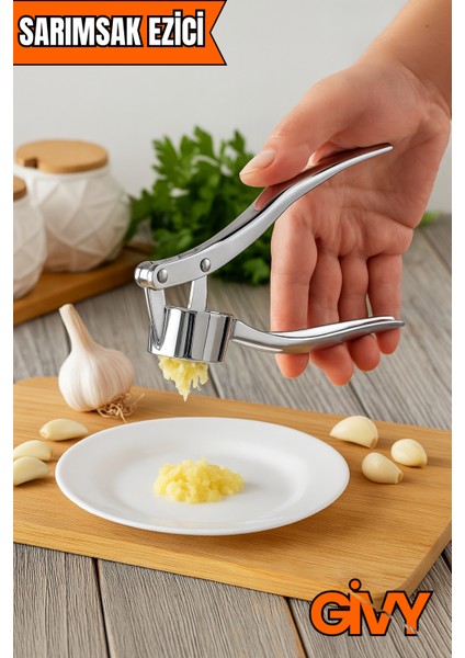 Baysa %100 Paslanmaz Çelik Sarımsak Ezici | Dayanıklı Sarımsak Ezeceği Aparat | Pratik Mutfak Aleti