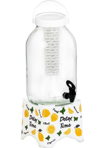 137706-702 Desenli Musluklu Kavanoz-Tm Kapak-Infuserli 5 Lt