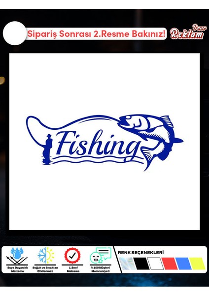 Fishing Temalı Olta ve Balık Sticker – Balık Tutma Hobisi Araba Stickerı