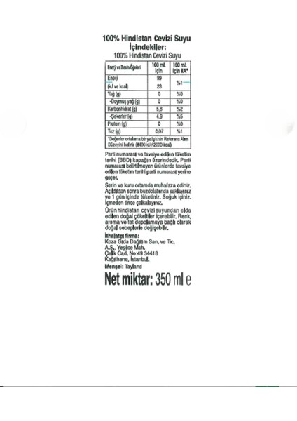 Hindistan Cevizi Suyu 350 ml - Coconut Water (3 Adet) indirimleri