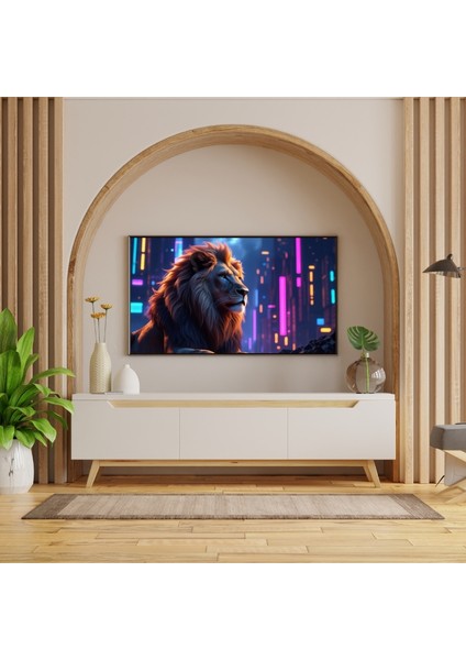 Hayvan Figürlü Aslan Şehirde Pvc 60X90 cm Çerçevesiz Tablo 39