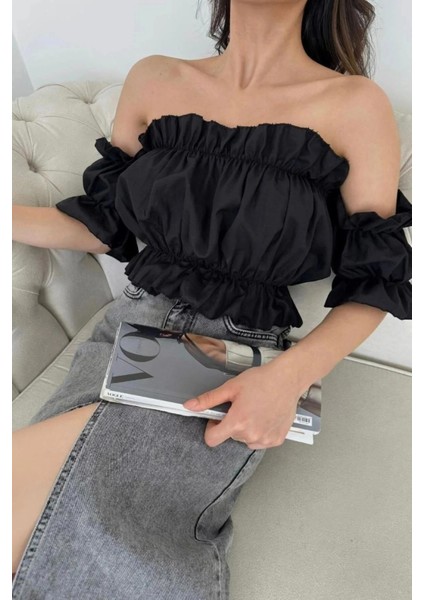 Madonna Yaka Kadın Bluz – Lastik Detaylı Rahat Kesim indirimleri
