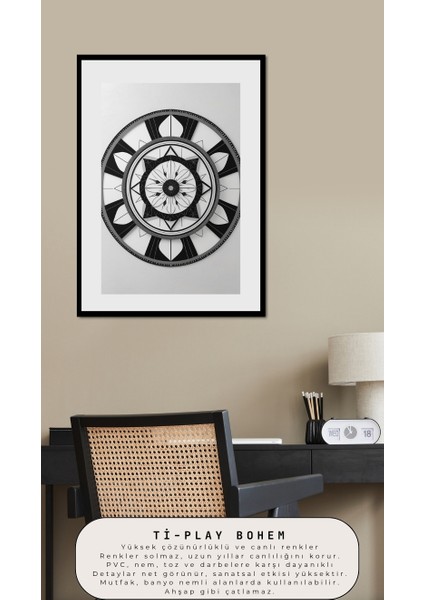 Bohem Tablo Dairesel Simetri Geometrik Tek Renkli Bohem Duvar Sanatı Çerçevesiz Tablo modelleri