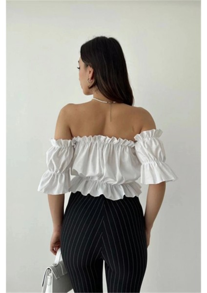 Madonna Yaka Kadın Bluz – Lastik Detaylı Rahat Kesim