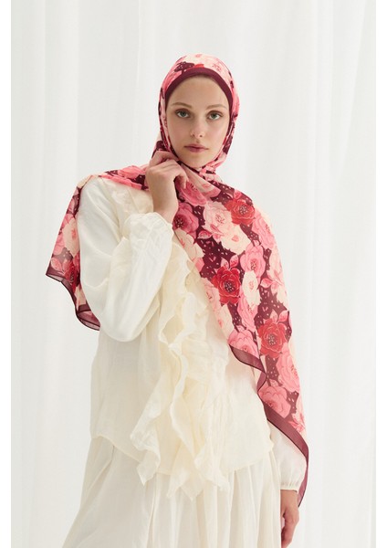 Moon Ipek Krep Şal - Bordo