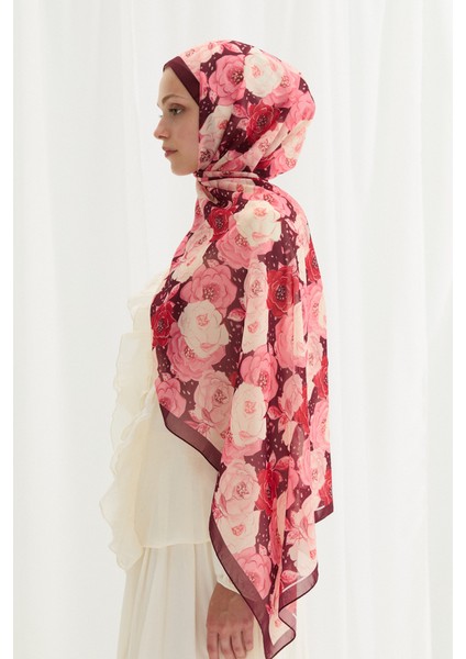 Moon Ipek Krep Şal - Bordo modelleri