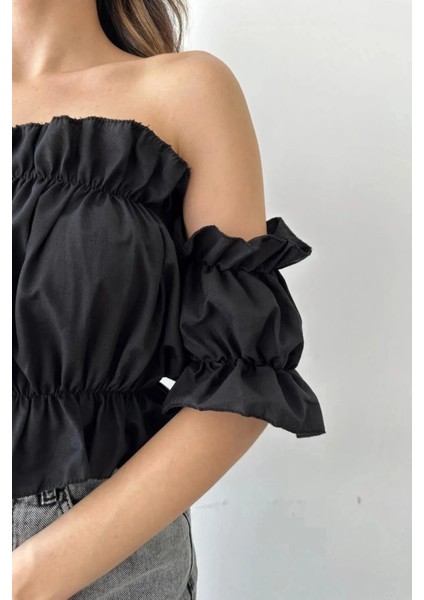 Madonna Yaka Kadın Bluz – Lastik Detaylı Rahat Kesim fırsatları
